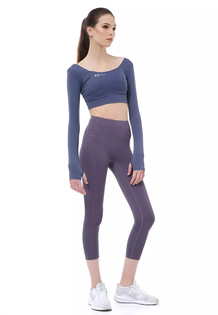 Mikayla One Set Pakaian Olahraga Wanita Atasan & Celana Panjang Kombinasi Warna Material Polyester ORIGINAL - Navy Purple