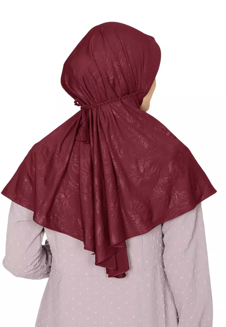 Aisyah Bergo Tali | Hijab Instan Jersey | Kerudung - Maroon