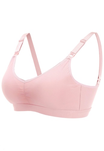 ZITIQUE pink Non-wire Adjustment Gathers Pure Cotton Bra-Pink D03B0US8F469CAGS_1