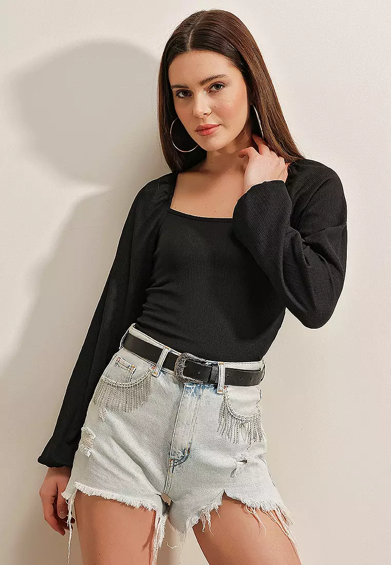 Balloon Sleeve Knitted Blouse