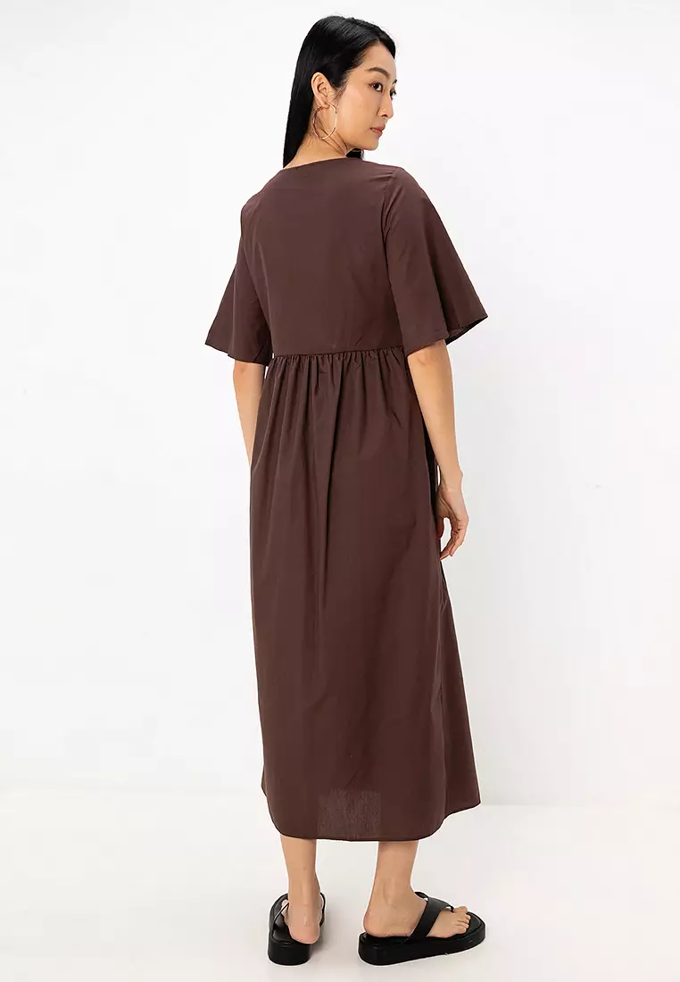 Wrap Smock Midi Dress