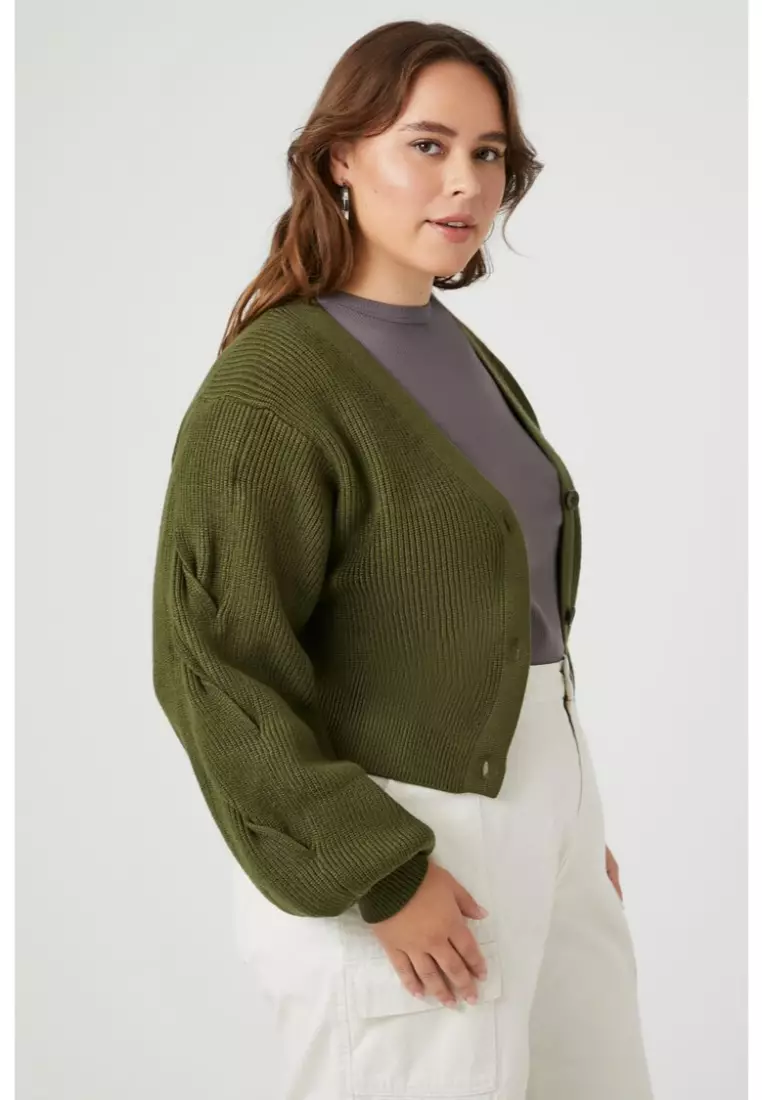 Buy FOREVER 21 Plus Size Cropped Cardigan Sweater 2024 Online