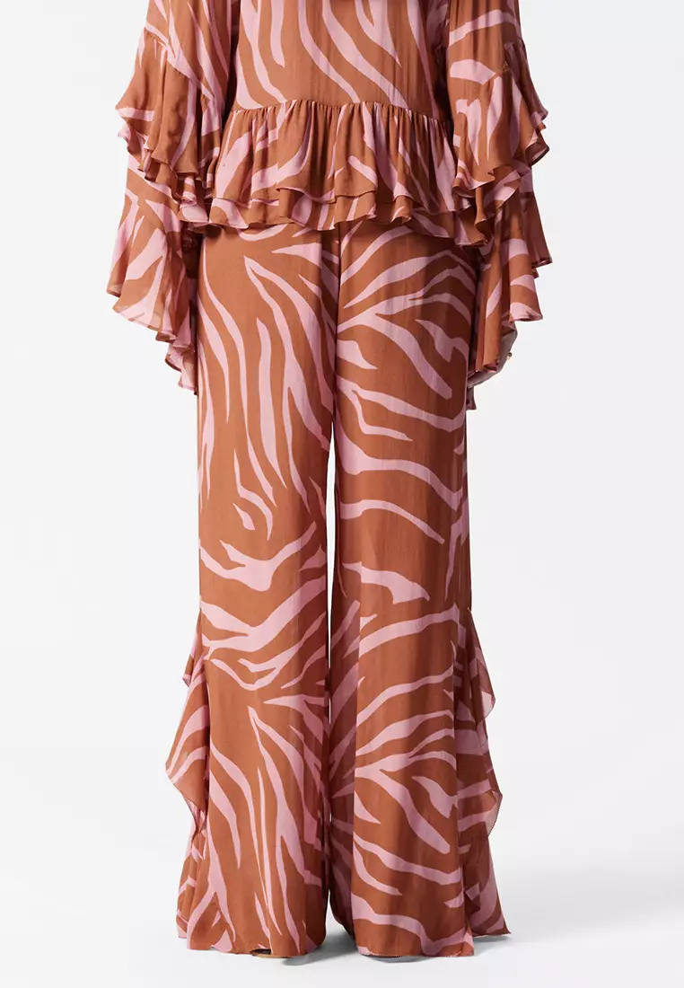Frilled Wide-Leg Trousers