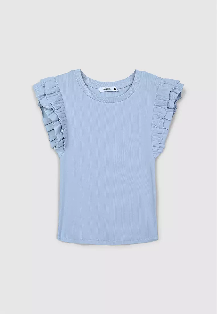 Woman Ruffled Sleeves T-Shirt