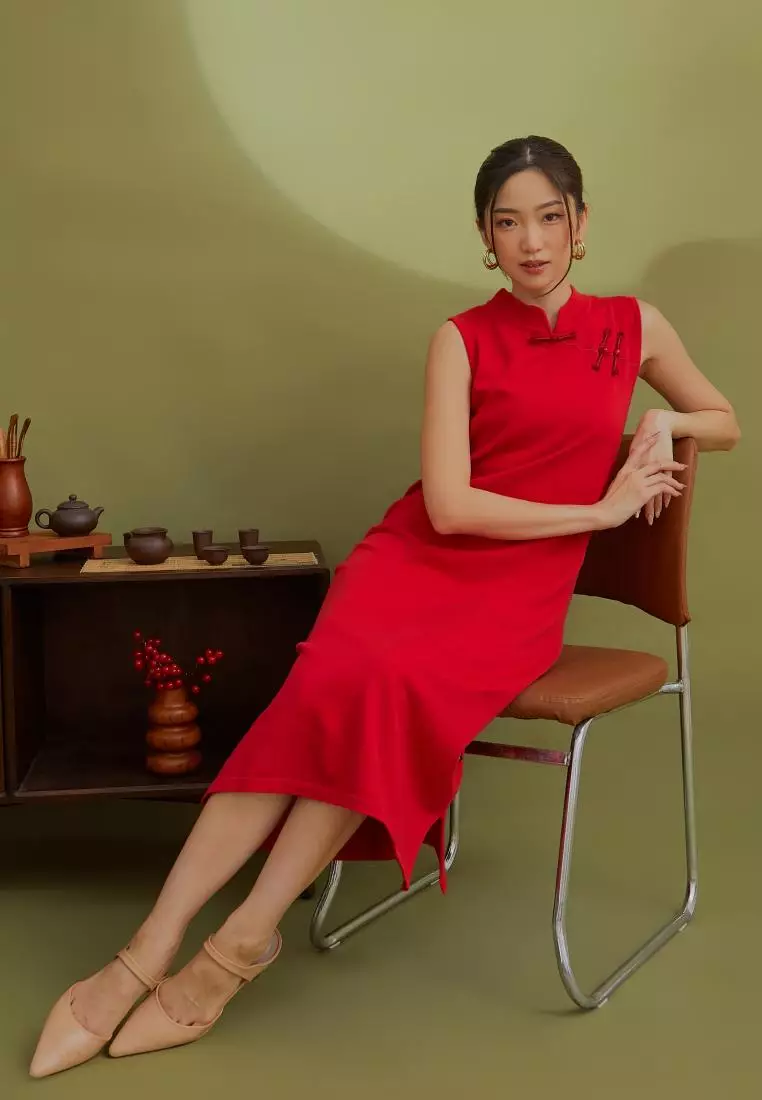 Falsya Cheongsam Dress in Red