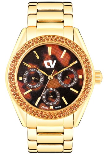 Christ Verra Collection Multifunction Women's Watch CV C 21693L-12 BRN/IPG Brown Gold Stainless Steel