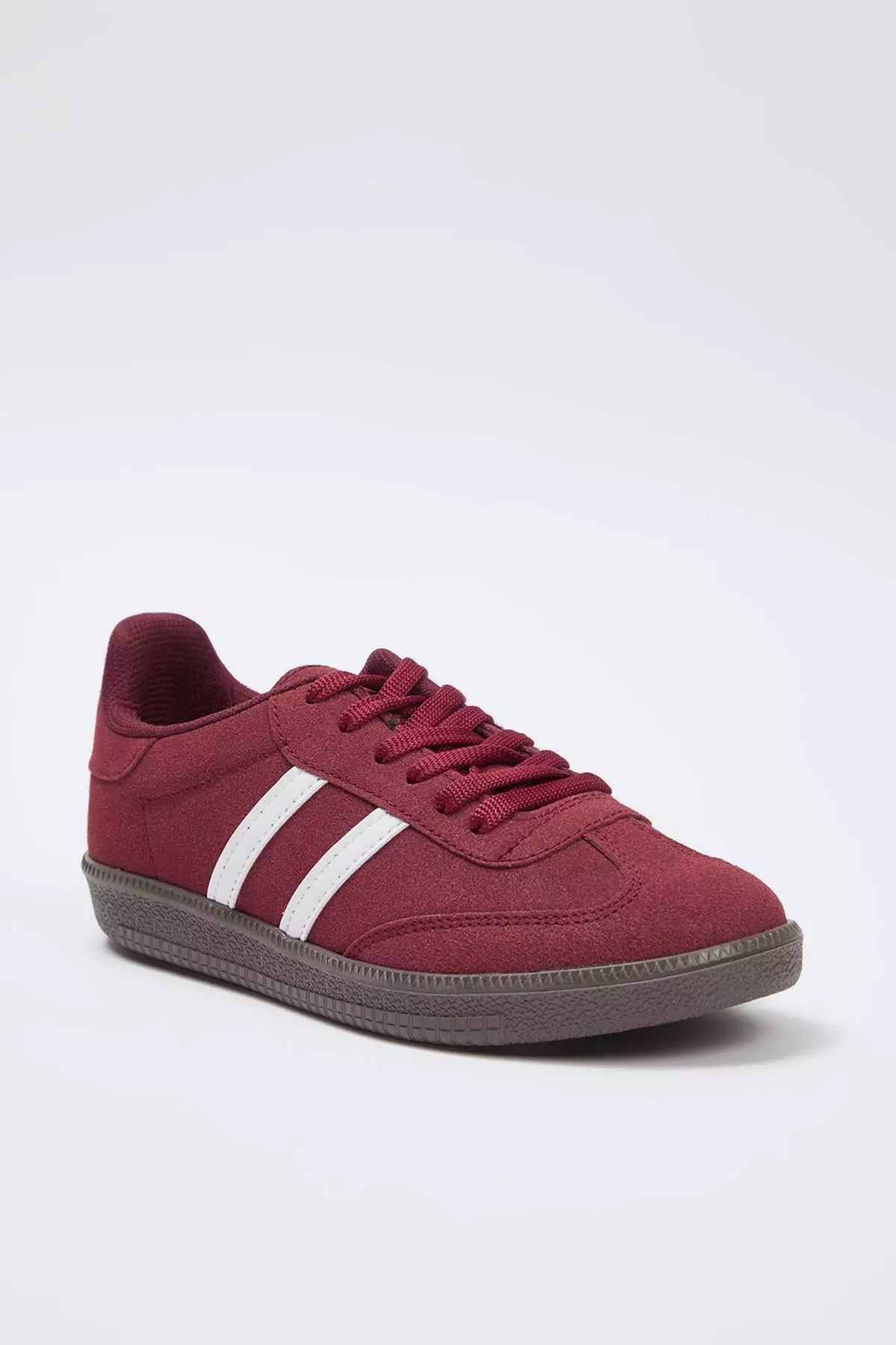 Burgundy Suede Retro Lace-Up Women'S Sneakers Takaw25Sn00005