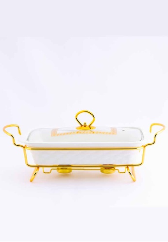 QUEENS Queens 3L Premium Porcelain Chafing Dish with Metal Rack 4E579HLE43A5B1GS_1