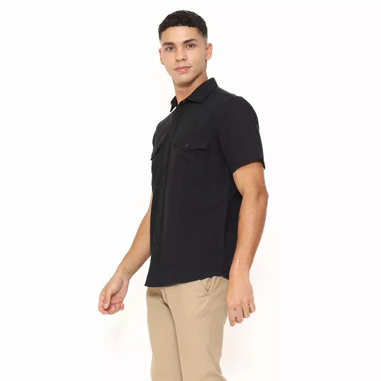 AMK Kemeja Pria Lengan Pendek SHS Eiffel Ss Black