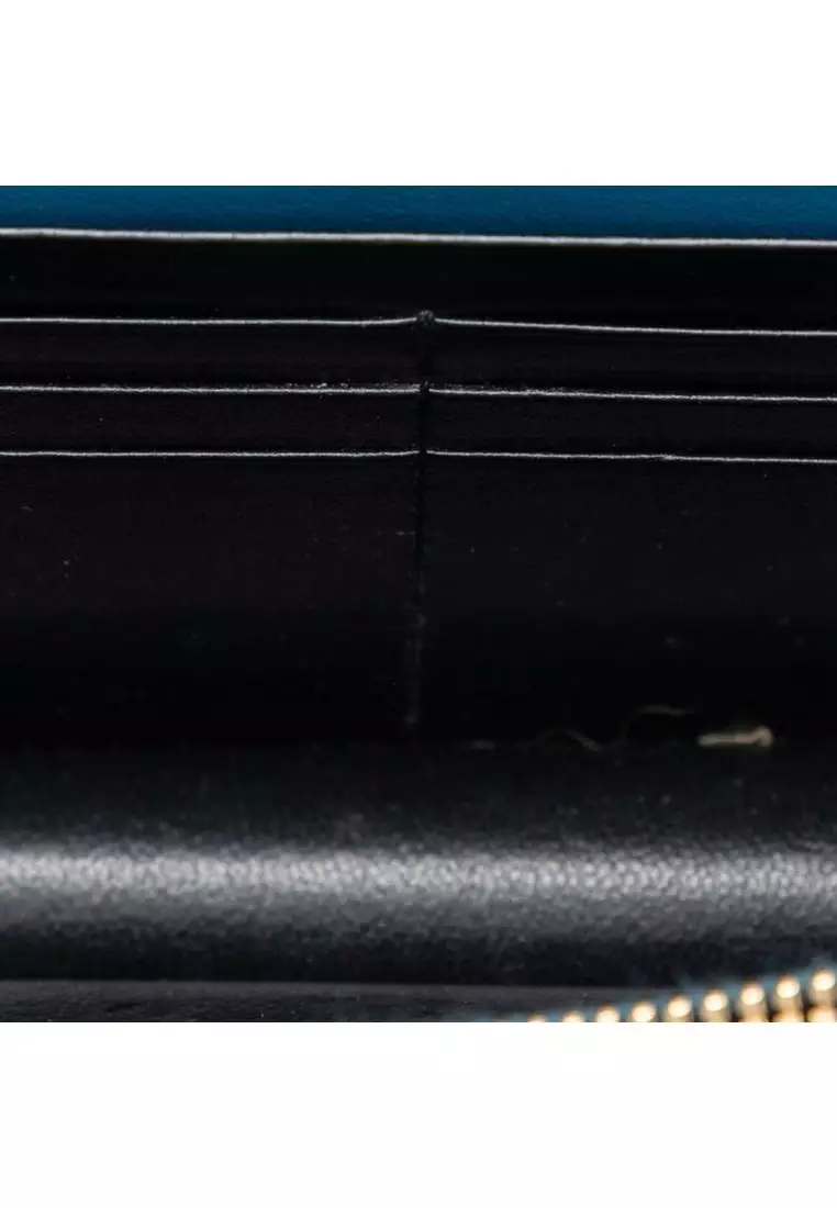 二手 Saint Laurent 小牛皮星形印花經典 Monogram Kate 流蘇鏈皮夾