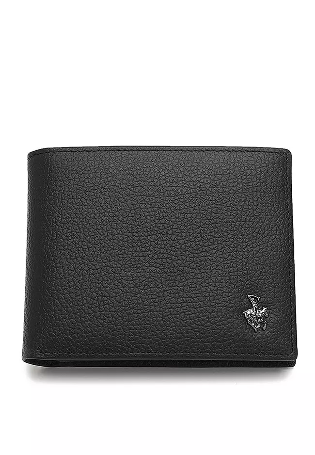 Genuine Leather RFID Blocking Short Wallet - Black