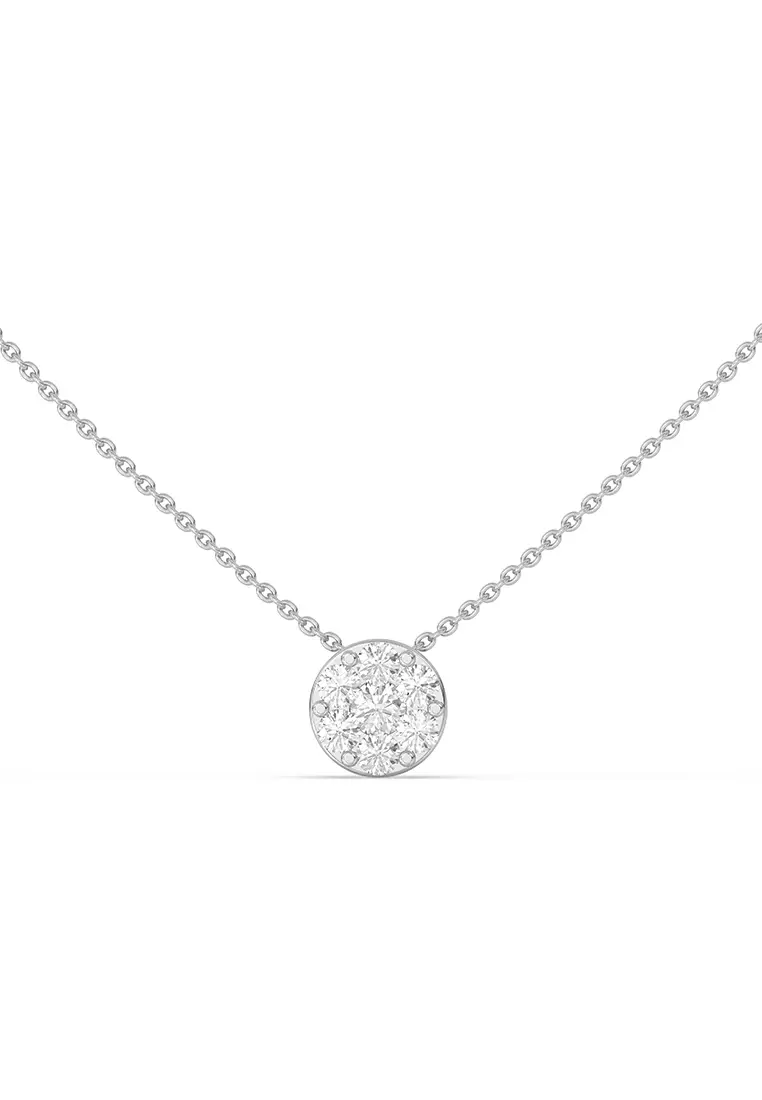 Petal Cluster Lab Grown Diamond Pendant Necklace in 14K White Gold D/E-VVS/VS (0.50ct TDW)