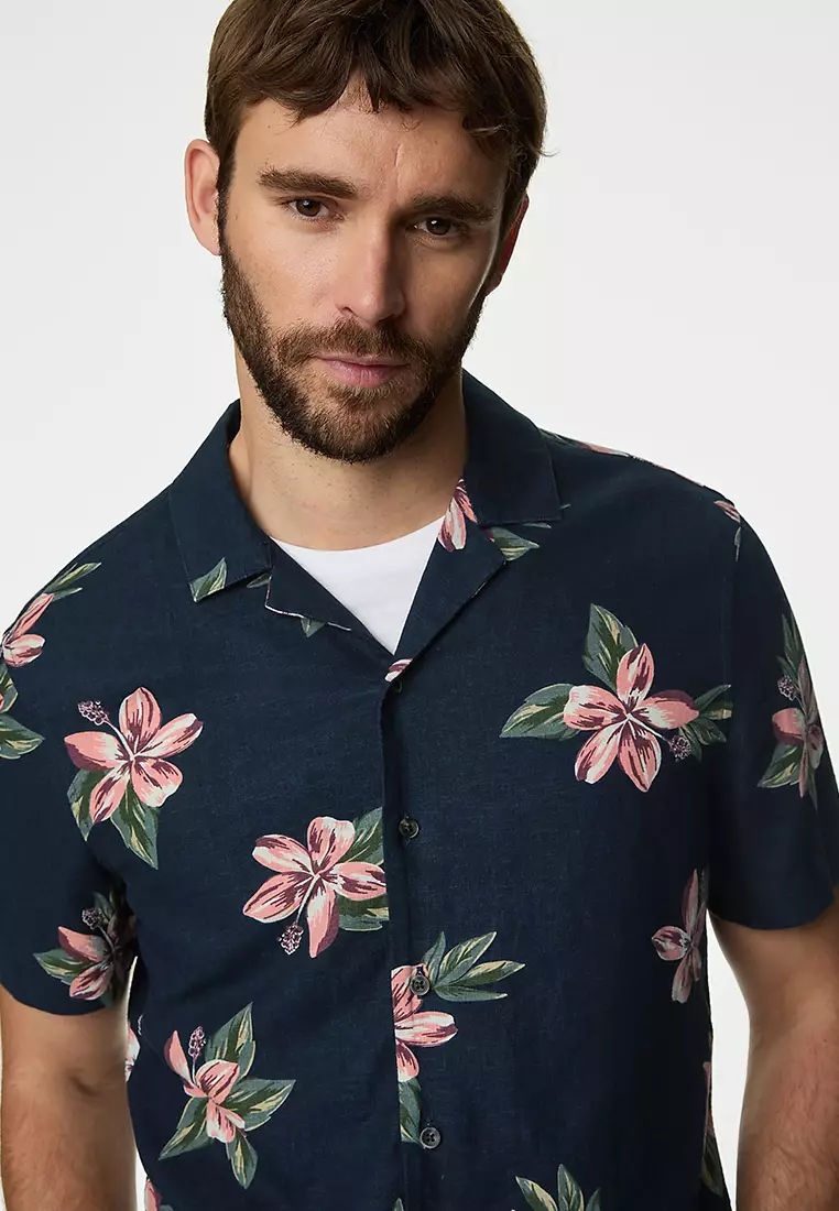 Easy Iron Linen Rich Floral Shirt
