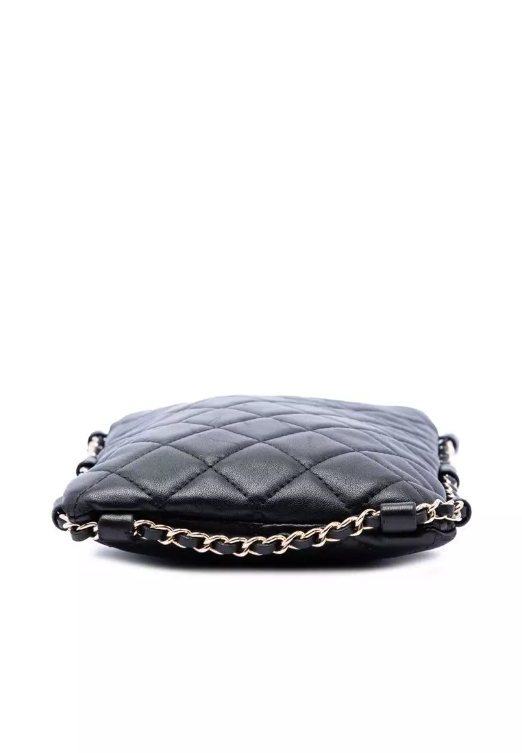 Pre-Loved Chanel Cc Quilted Lambskin Chain Around Phone Holder Crossbody