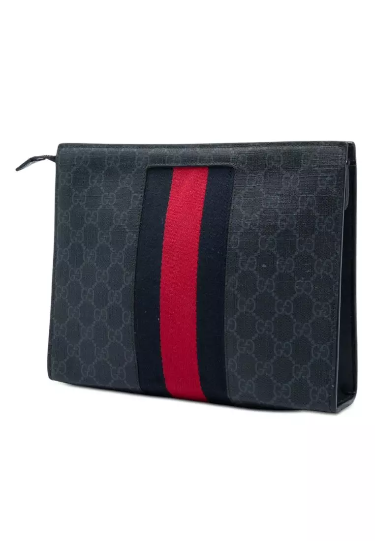 Pre-Loved Gucci Gg Supreme Web Clutch