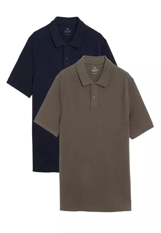 M&S Collection 2 Pack Pure Cotton Polo Shirts