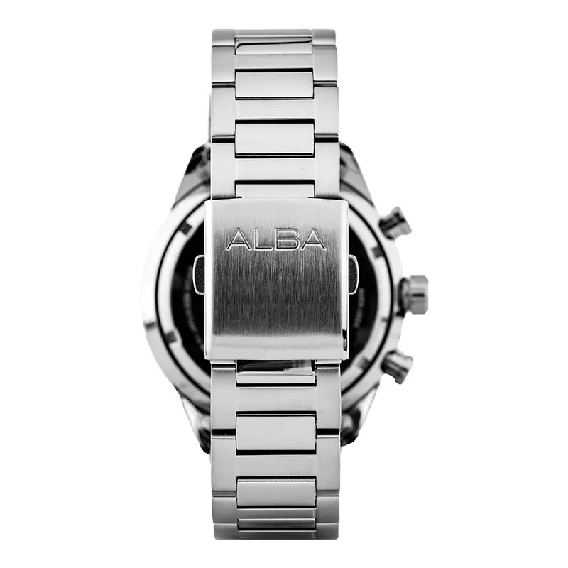 Jam Tangan Pria Alba Active AM3897X1 Chronograph Men Blue Dial Stainless Steel Strap