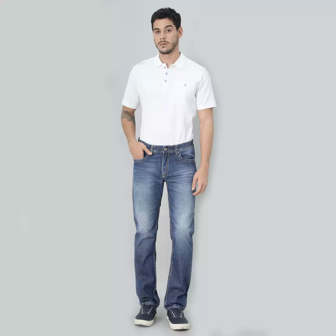 LGS - Celana Jeans Panjang Warna Biru Denim Motif Washed - JPF.209.P103.A674.C