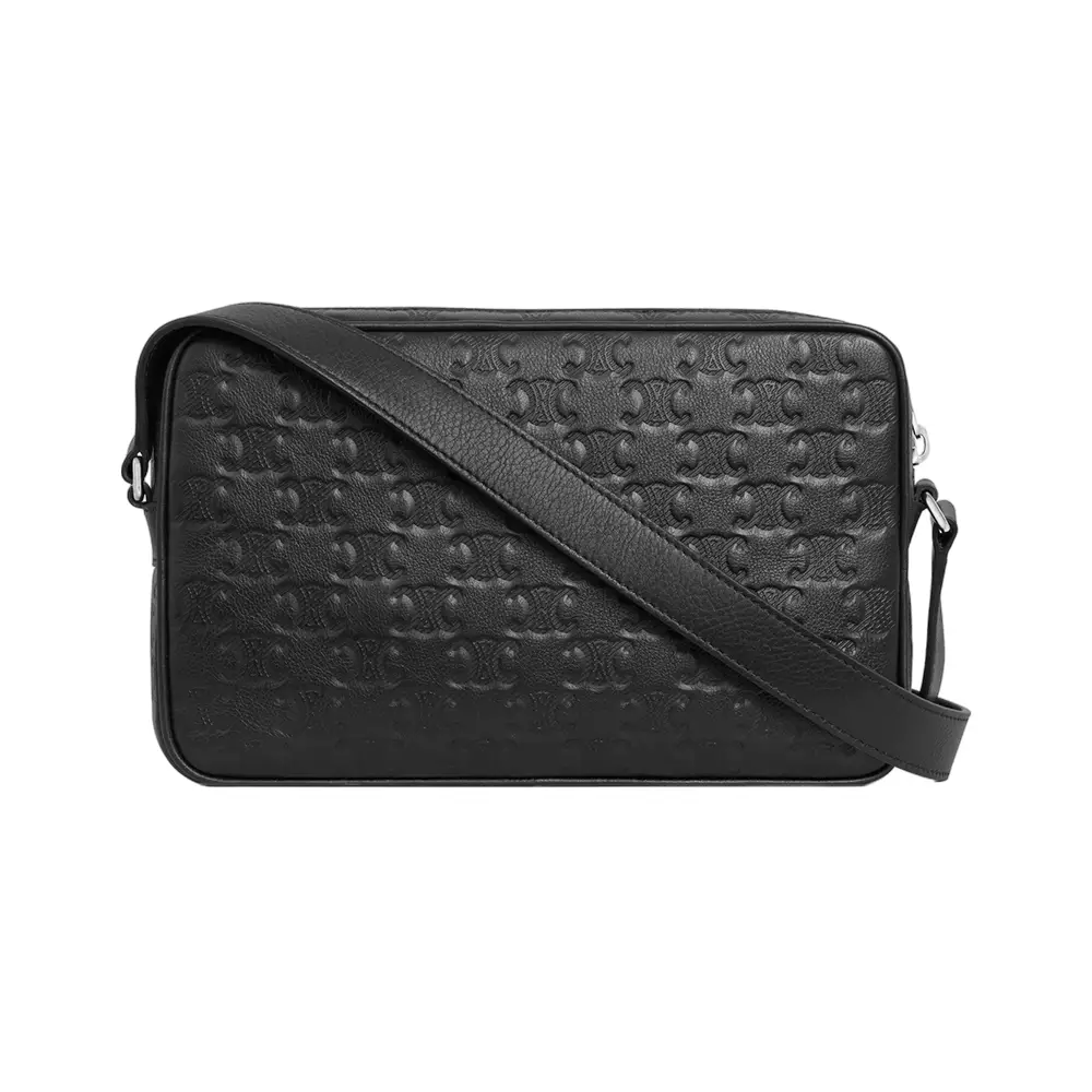 Jual CELINE Celine Medium Messenger Calfskin Triomphe Embossed Black ...