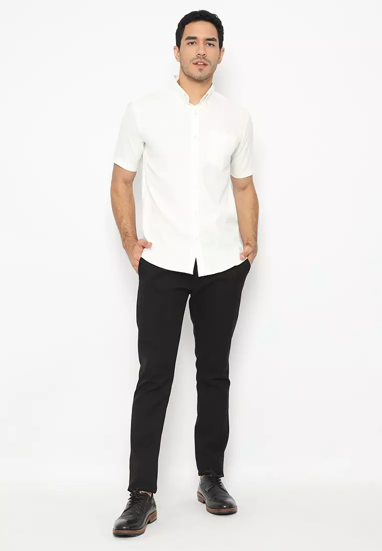 Enzy Basic Oxford Short Sleeve - White