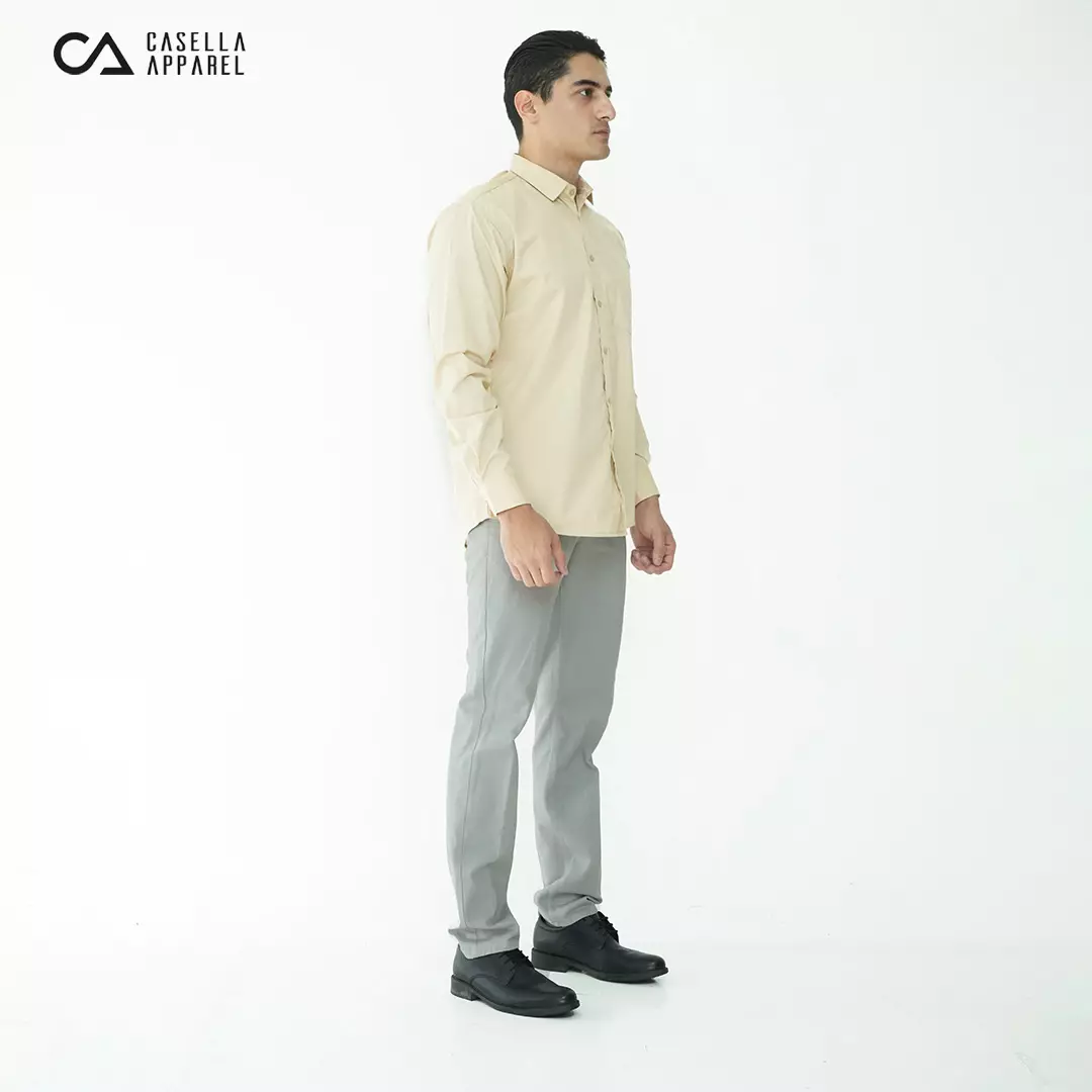 Casella Kemeja Pria Lengan Panjang Solid Basic | Kemeja Lengan Panjang Gallant 7714 Peach