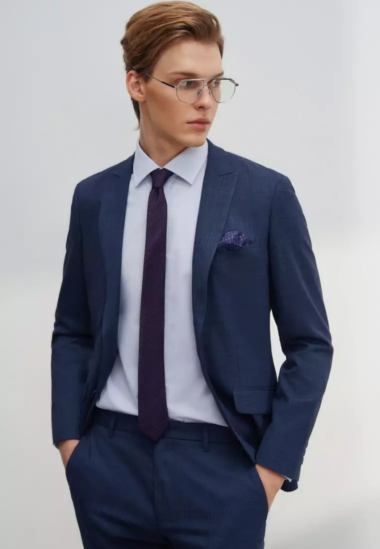 Anti-Bacterial Slim Fit Check Suit Blazer