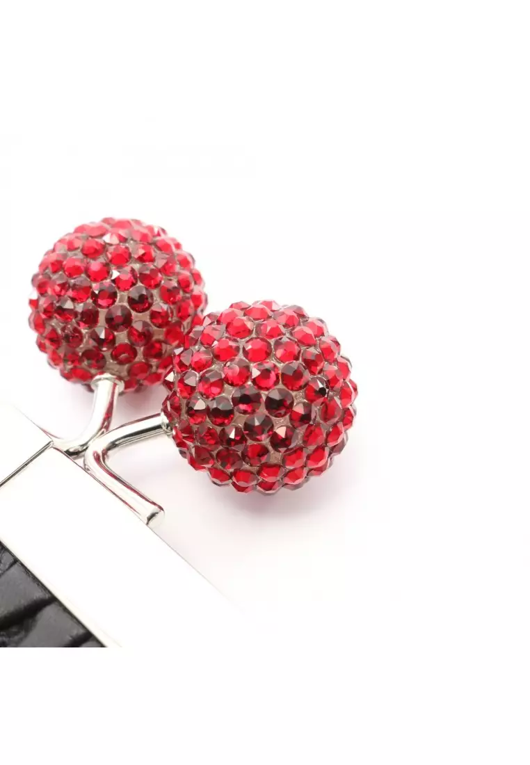 Pre-Loved MIU MIU matelasse chain shoulder bag leather black Valentine's Day Limited clasp