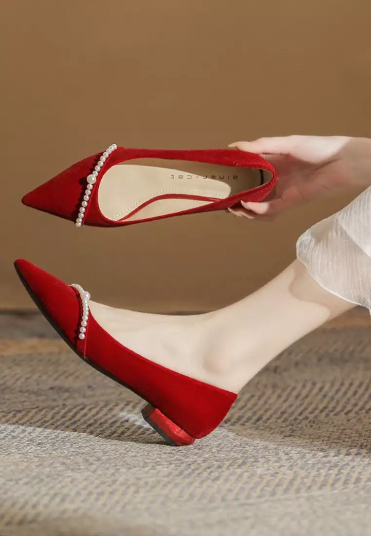 2.5CM Beaded Suede Low Heels IF21004