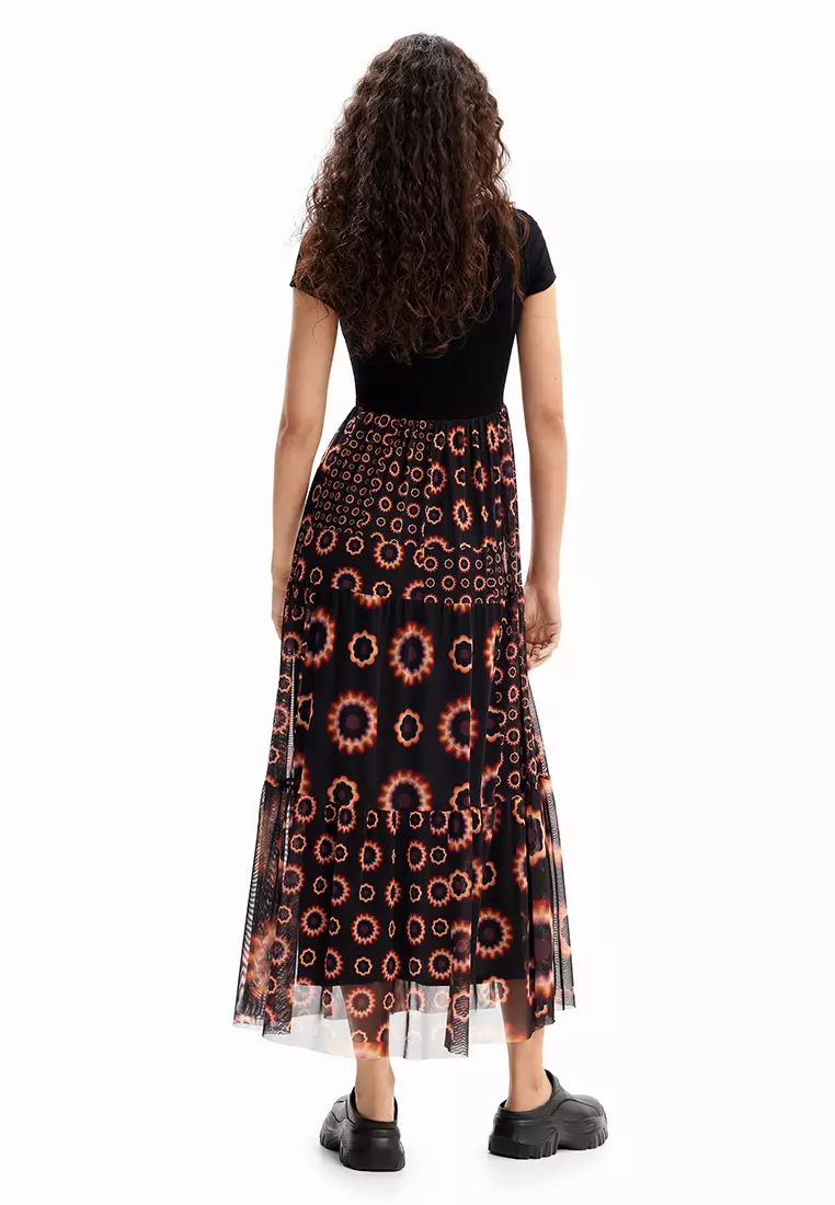 Desigual Woman Geometric combination midi dress.