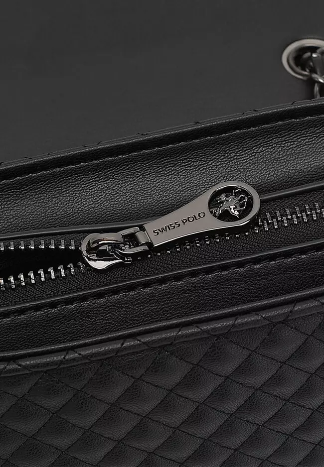 Quilted Sling Bag / Crossbody Bag - Black