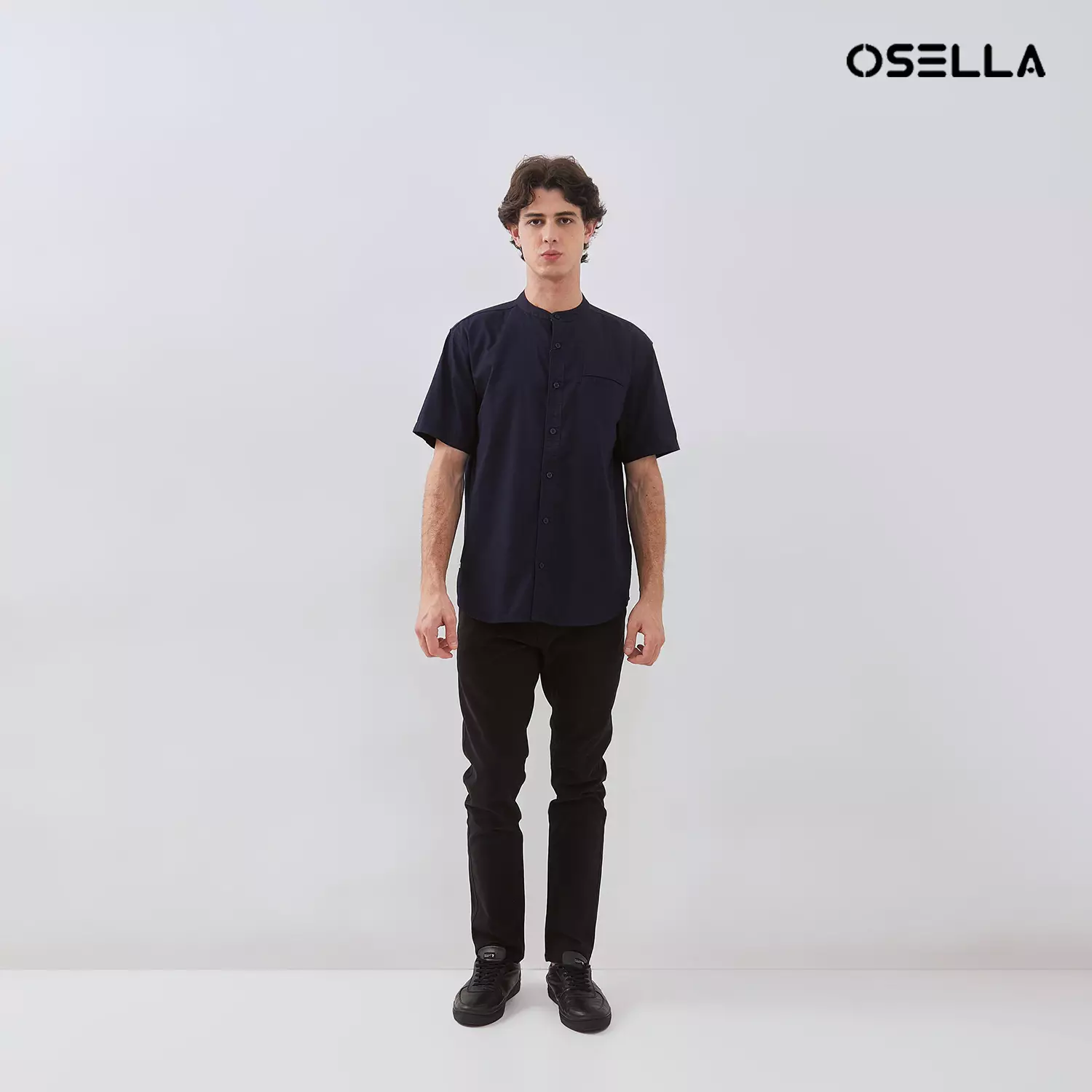 [NEW] OSELLA SOLID REGULAR FIT SHANGHAI COLLARED SHIRT IN NAVY 2032520542 | Kemeja Shanghai Pria Navy Formal