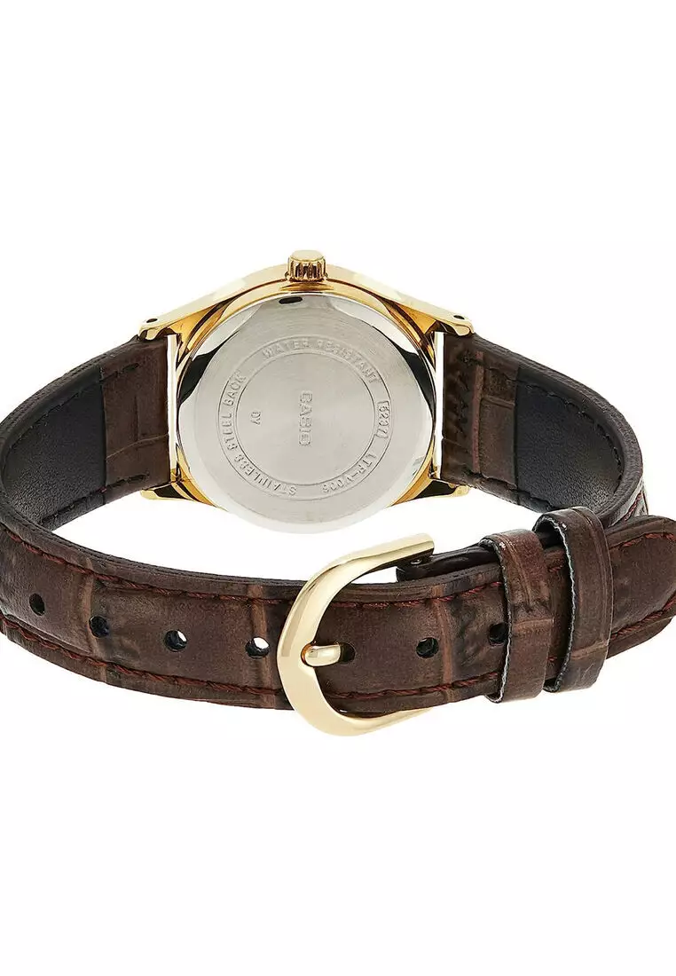 Couple Analog Watch MTP/LTP-V006GL-7B Brown Leather Strap