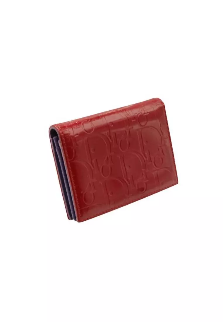 Pre Loved DIOR Red Oblique Patent Leather Wallet