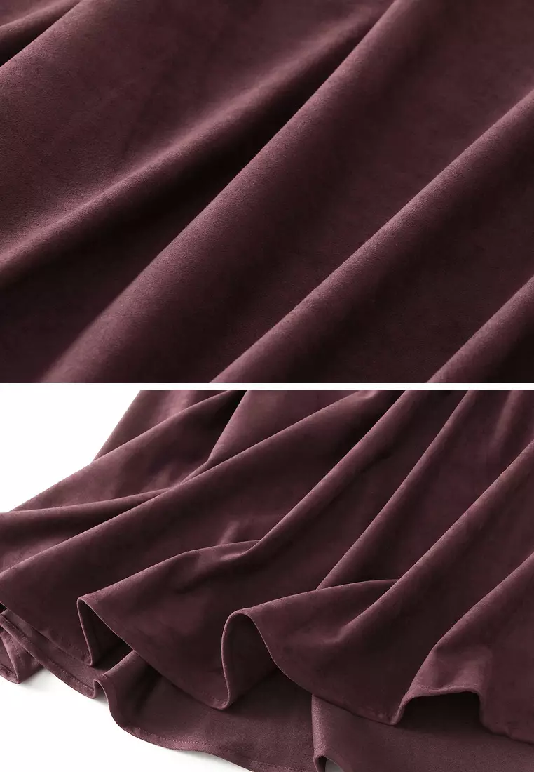 ‌Draped Suede Umbrella Skirt AF-2218