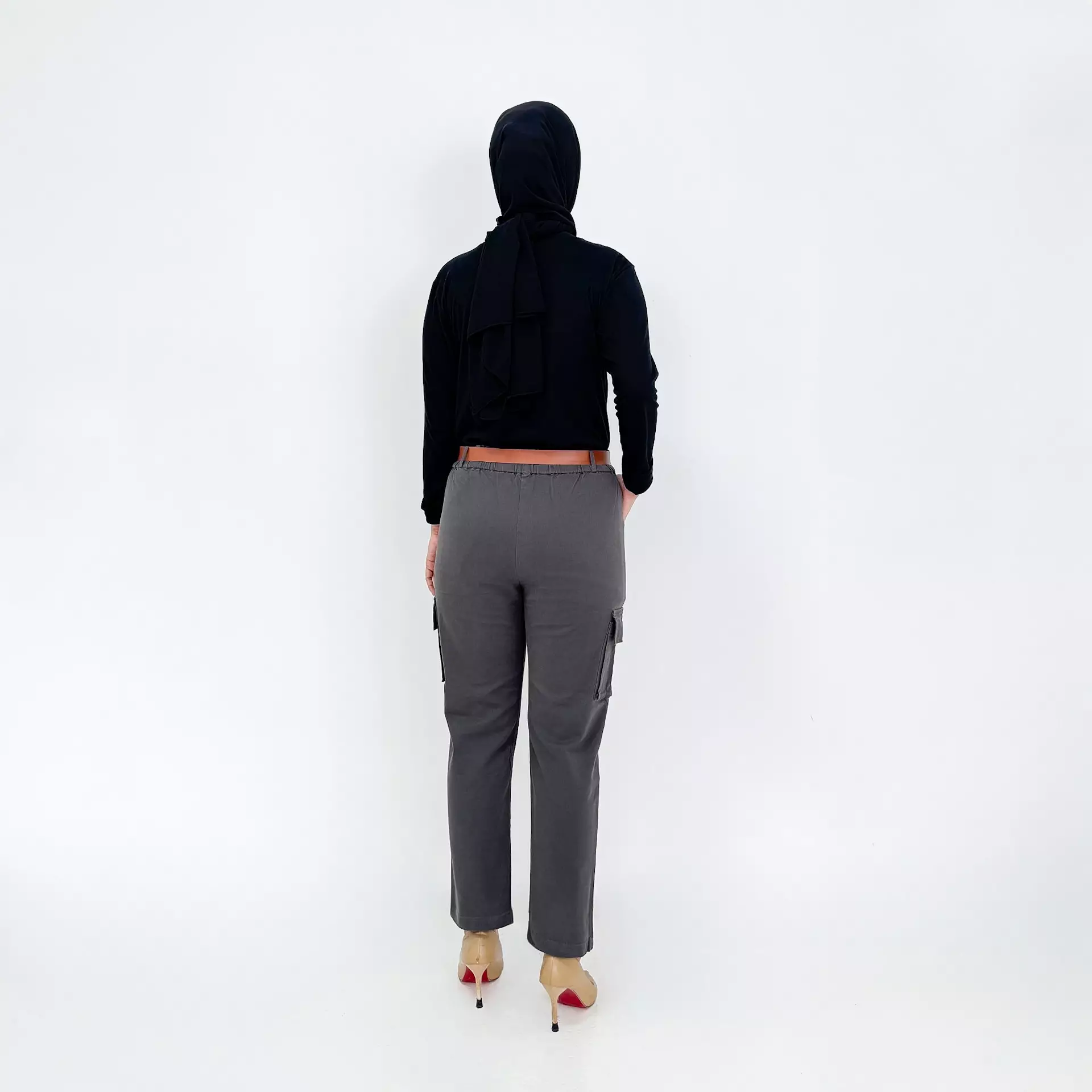 Celana Panjang Katun Wanita - Long Pant Twill Cargo - ABU TUA