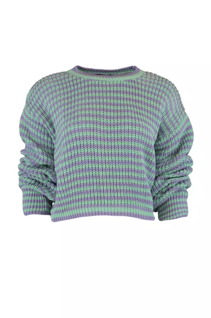 Crop Crew Neck Knit Sweater