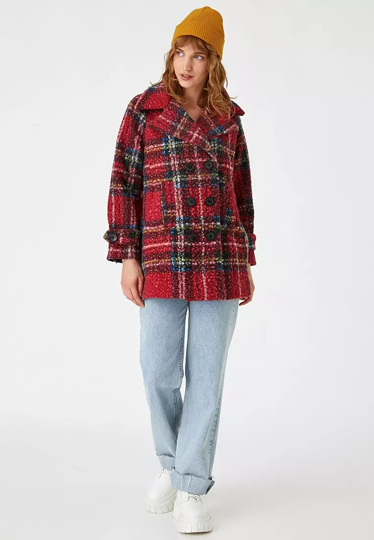 Double Breasted Fastener Boucle Coat