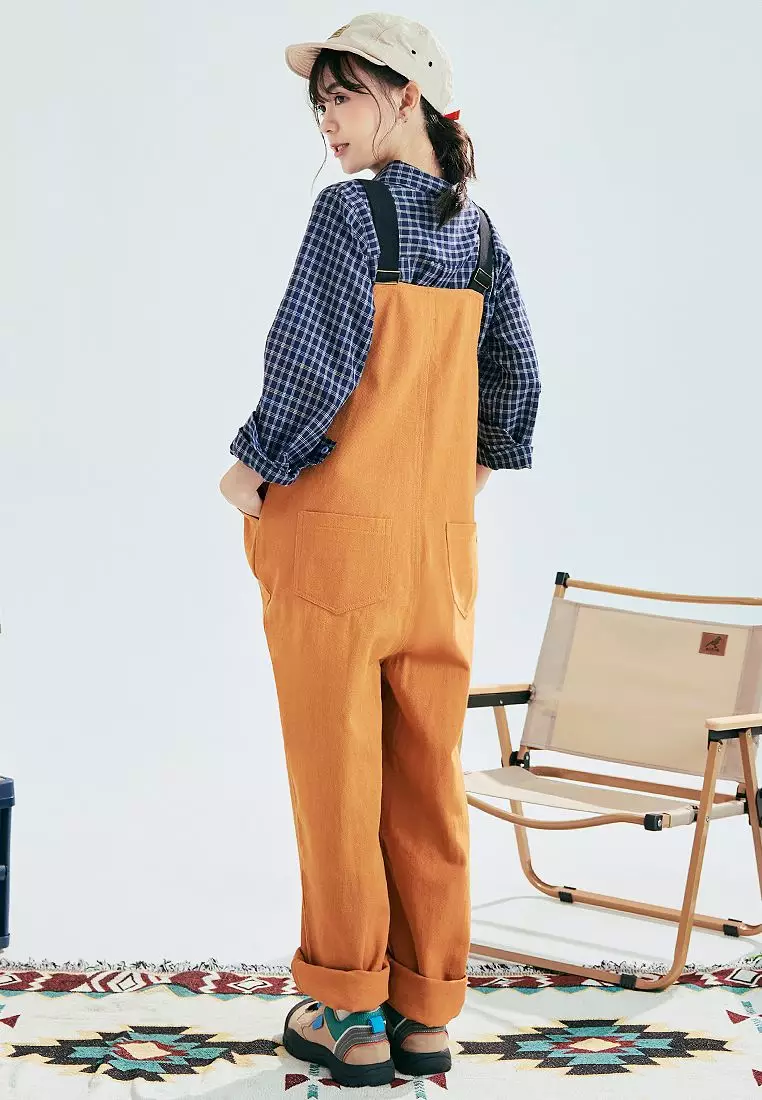 Loose-Fit Colorblock Adjustable Strap Utility Jumpsuit [BA7678]