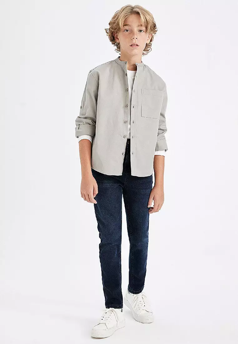 Cotton Stand Collar Overshirt