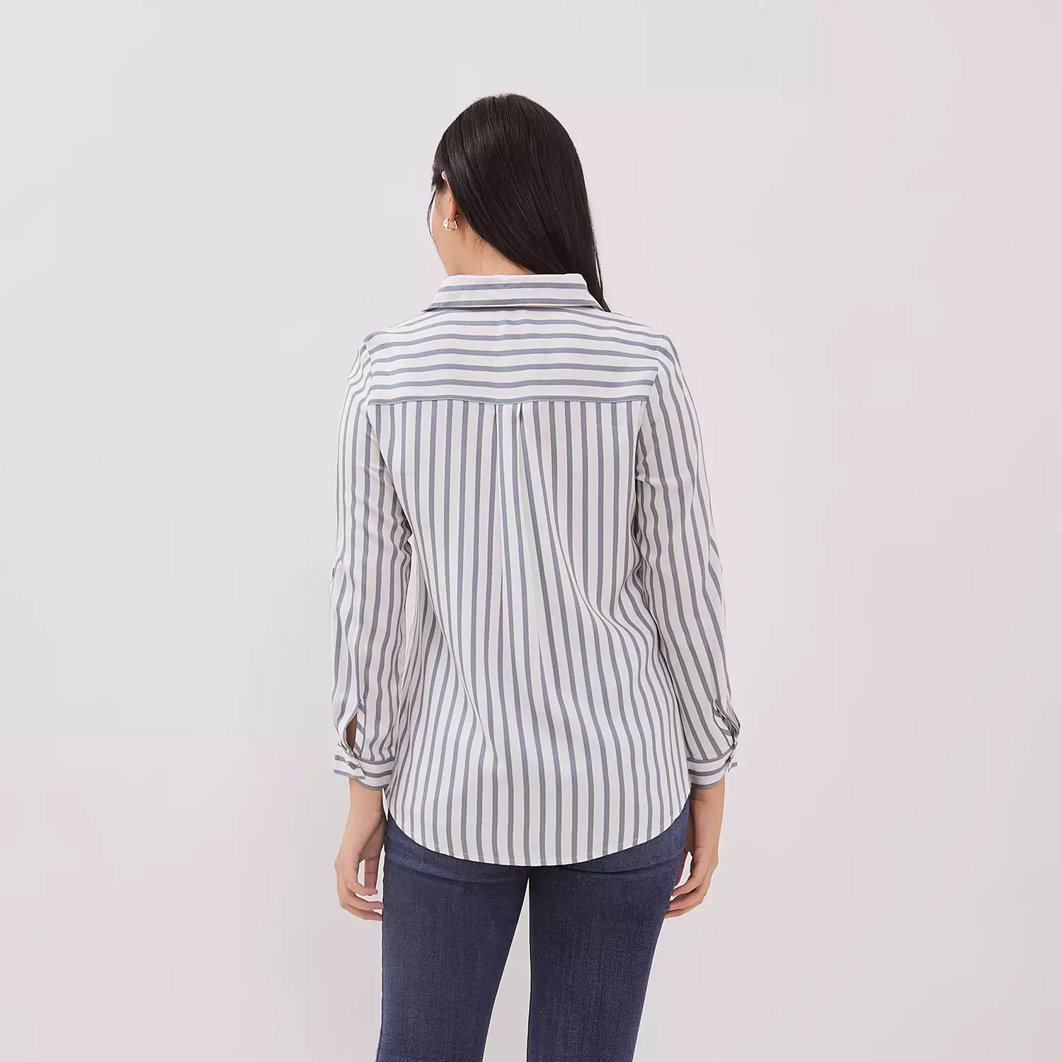 DUST Kemeja Kamina Garis Putih Biru Comfease (D.116484)