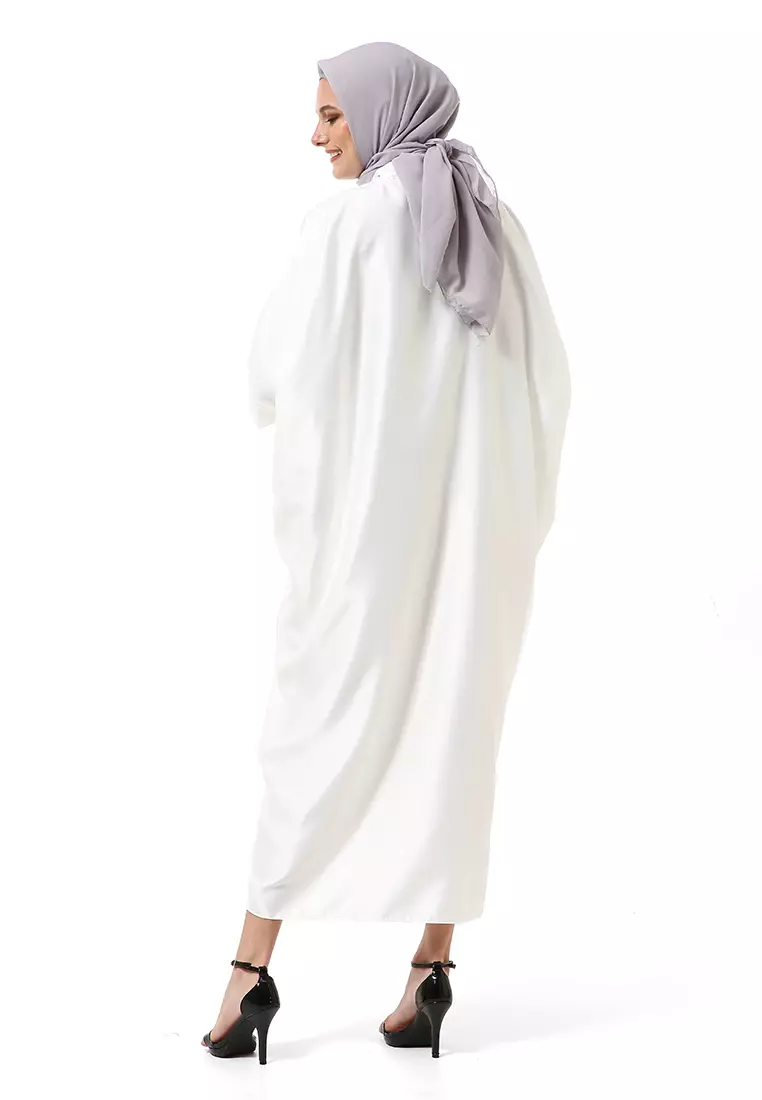 Kahitna Kaftan Pakaian Muslimah Premium Motif Polos High Quality - Putih