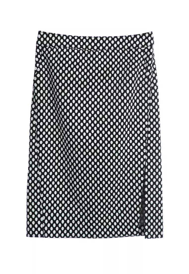 White Polka Dot Pencil Skirt