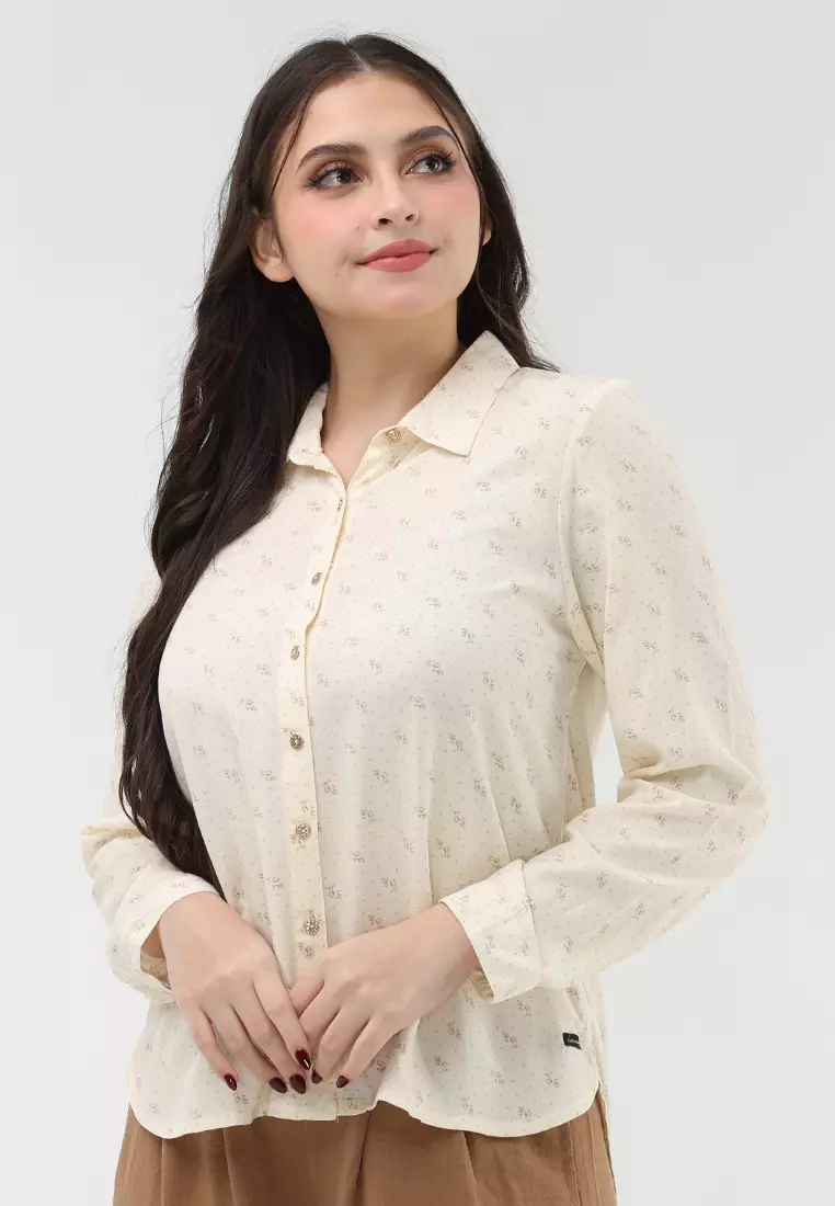 Woven Printed Rayon Long Sleeves Blouse