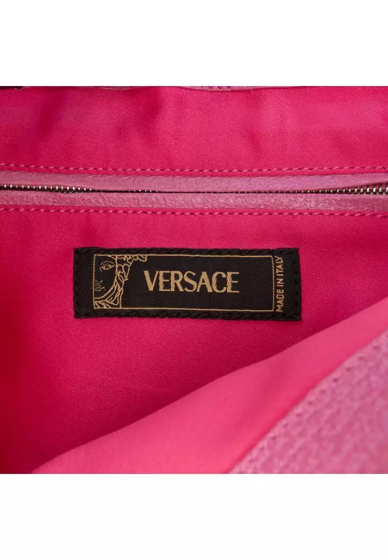 Pre-Loved Versace Canvas Gothic Logo Repeat Handbag