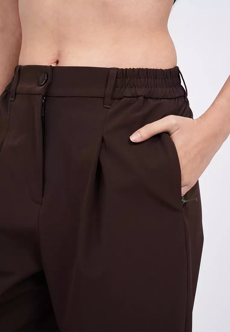 Active Long Pants with Pleat Details