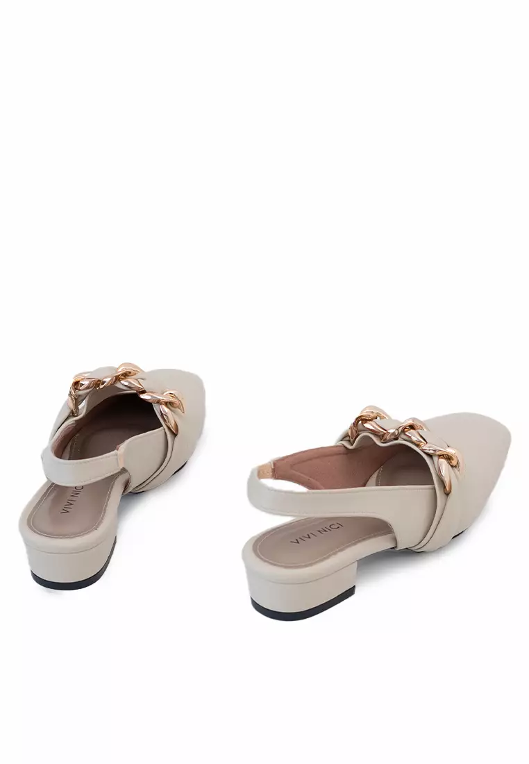 VIVI NICI - Reine Sepatu Sandal Mules Hak 3 Cm Cannoli Cream