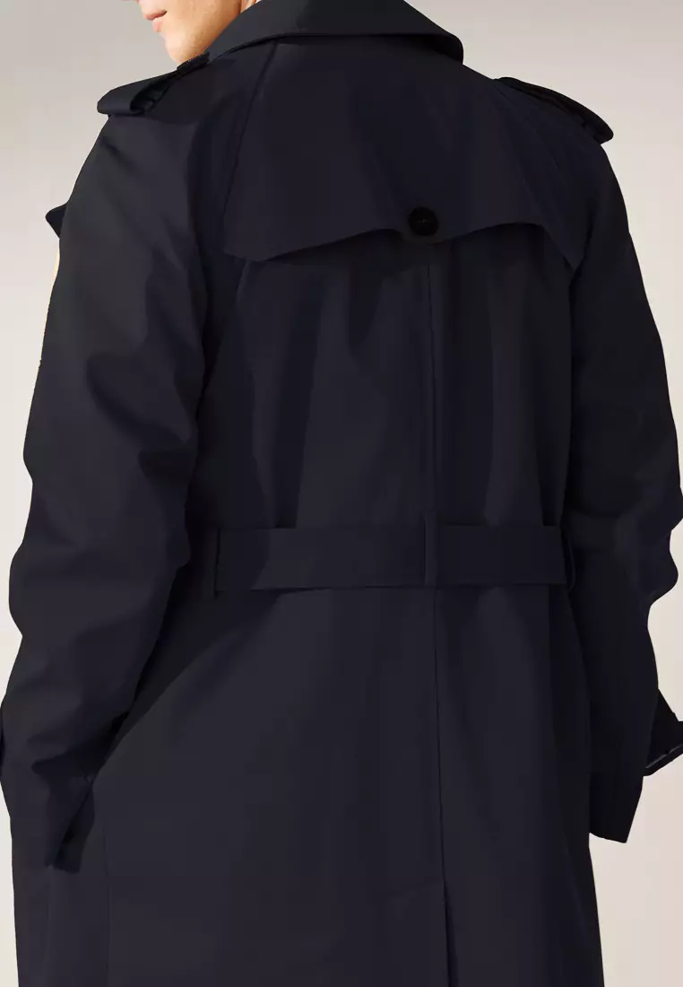 Midnight Blue Double Breasted Trench Coat