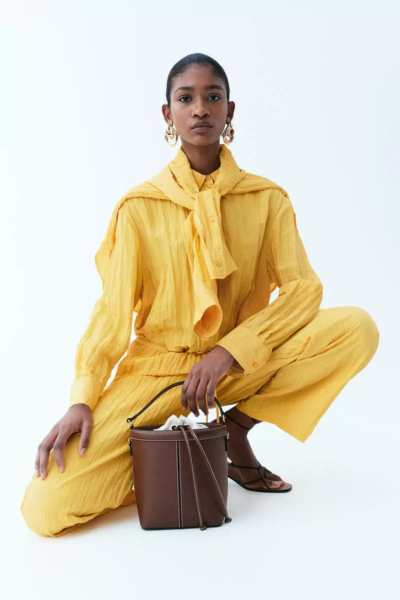 Yellow shirt sale dress h&m