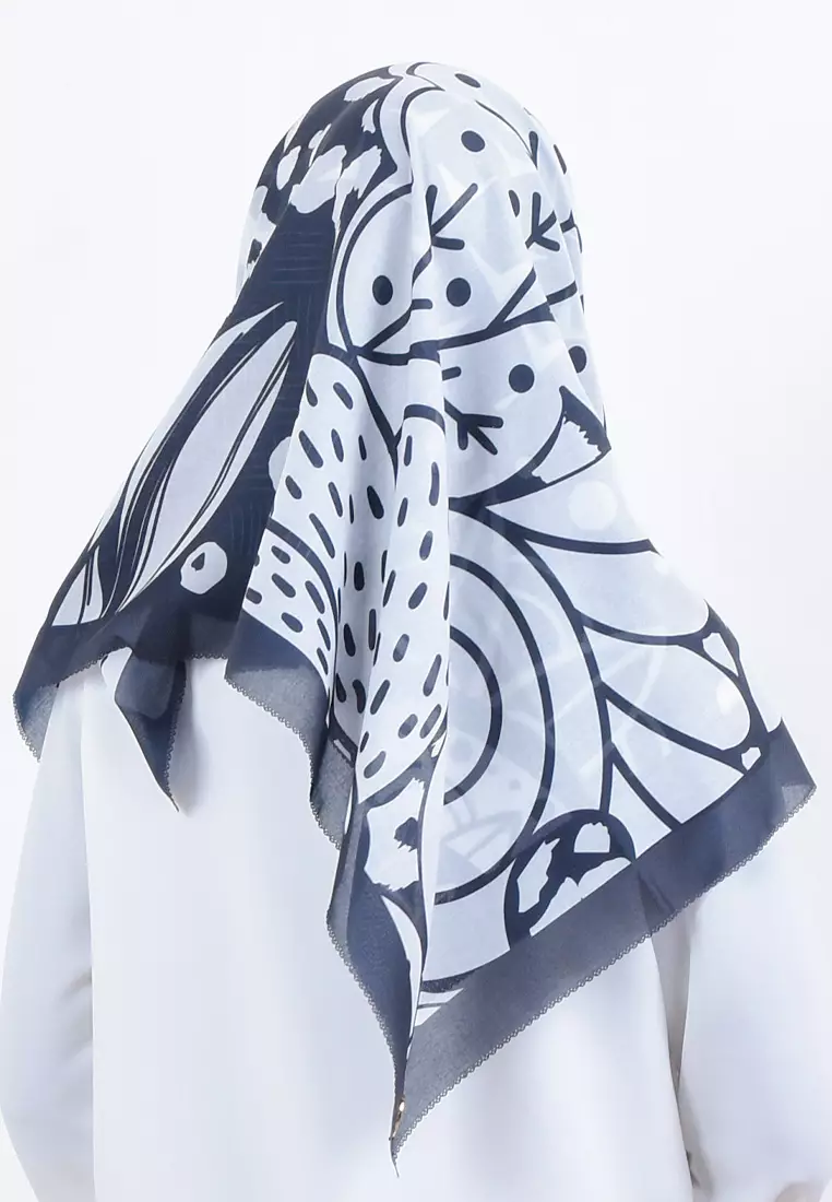 Malaya Signature Square Voile Scarf Hijab Segi Empat Charcoal Black