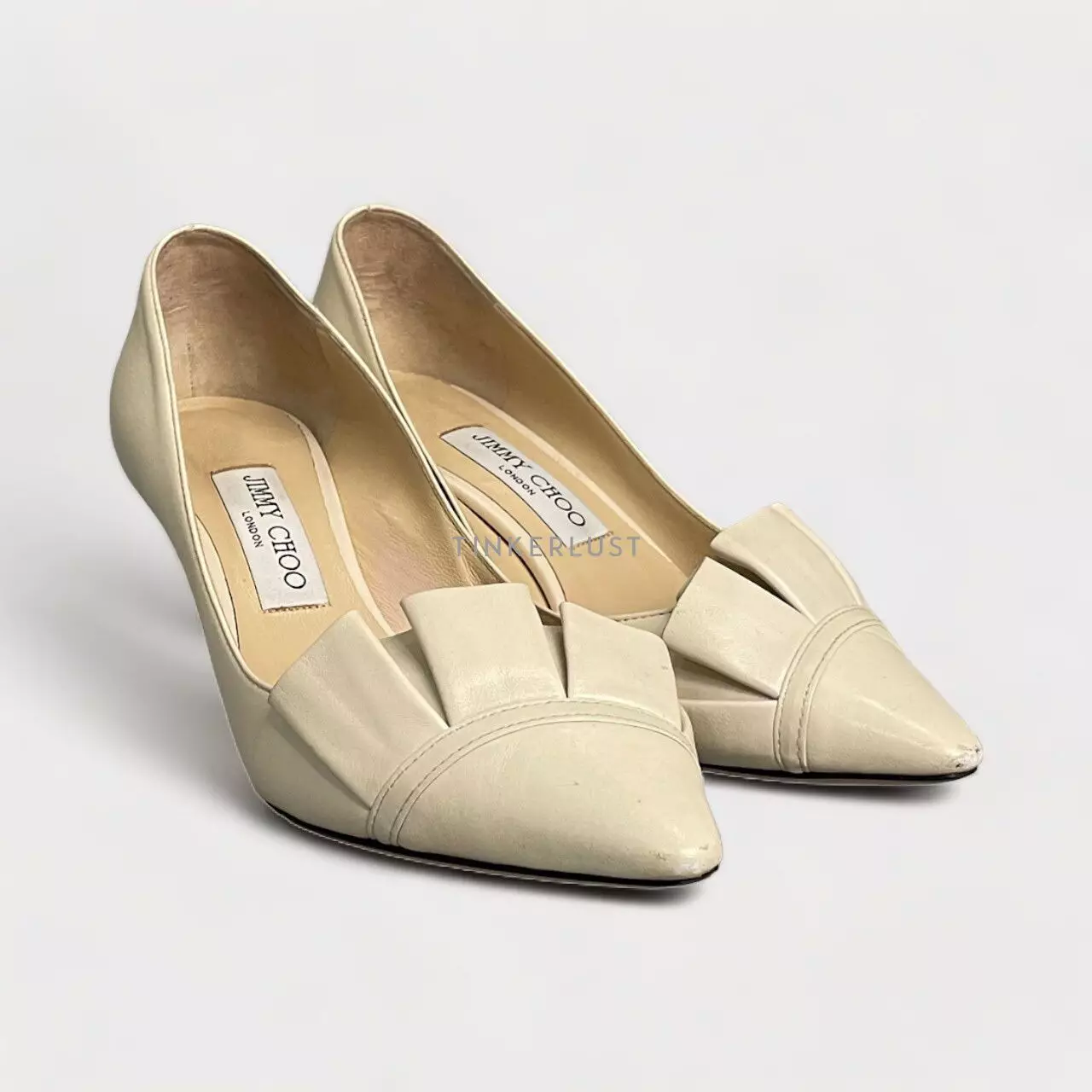 PRELOVED Jimmy Choo Leena 60 Linen Nappa Heels